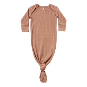 Quincy Mae Knotted Baby Gown - Terracota