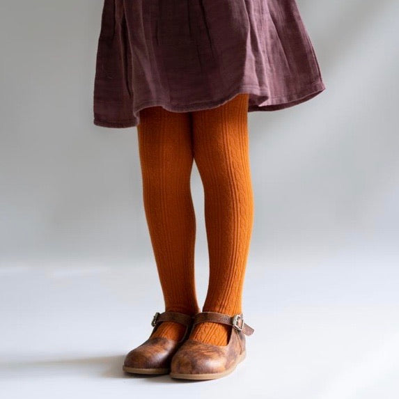 LIttle Stocking Co. Cable Knit Tights - Pumpkin Spice