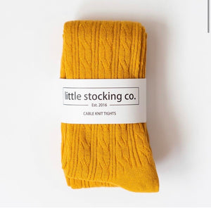LIttle Stocking Co. Cable Knit Tights - Marigold Yellow