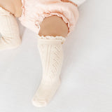 Little Stocking Co. - Vanilla Fancy Lace Top Knee High Socks